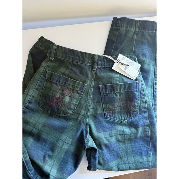 $180 New Damson Madder Neve High Rise Straight Jeans - Blue Plaid - 2 - Picture 8 of 14